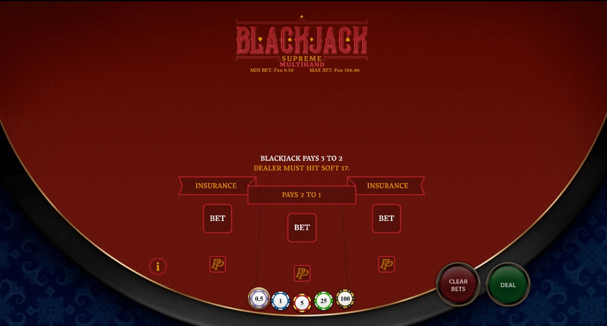 Blackjack Supreme Multi-Hand Perfect Pairs Game at Wyns casino in Canada